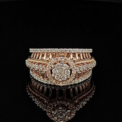 Multi-Layer Halo Diamond Ring in Rose Gold