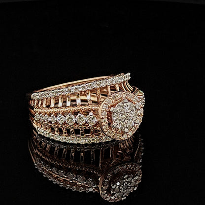 Multi-Layer Halo Diamond Ring in Rose Gold