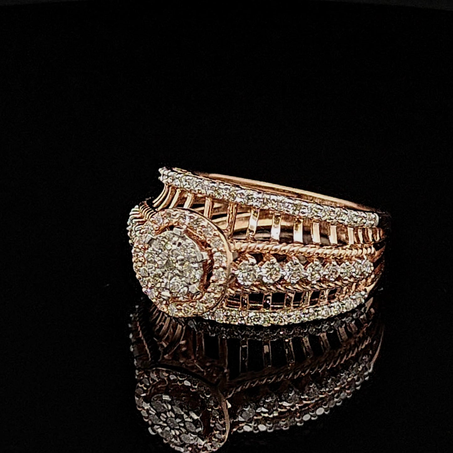 Multi-Layer Halo Diamond Ring in Rose Gold