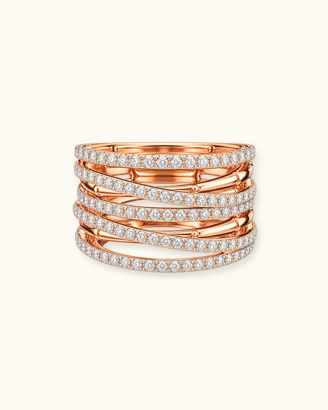 Twilight Waves Diamond Band Ring