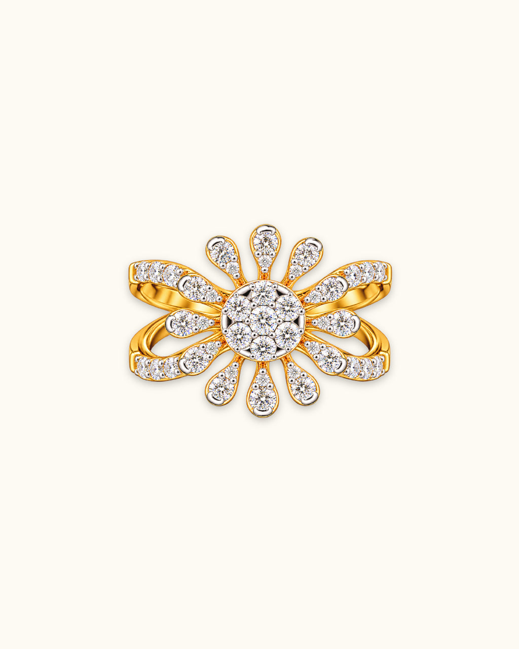 Sunburst Diamond Flower Ring