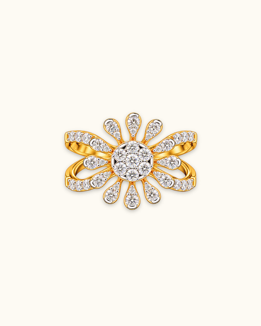 Sunburst Diamond Flower Ring