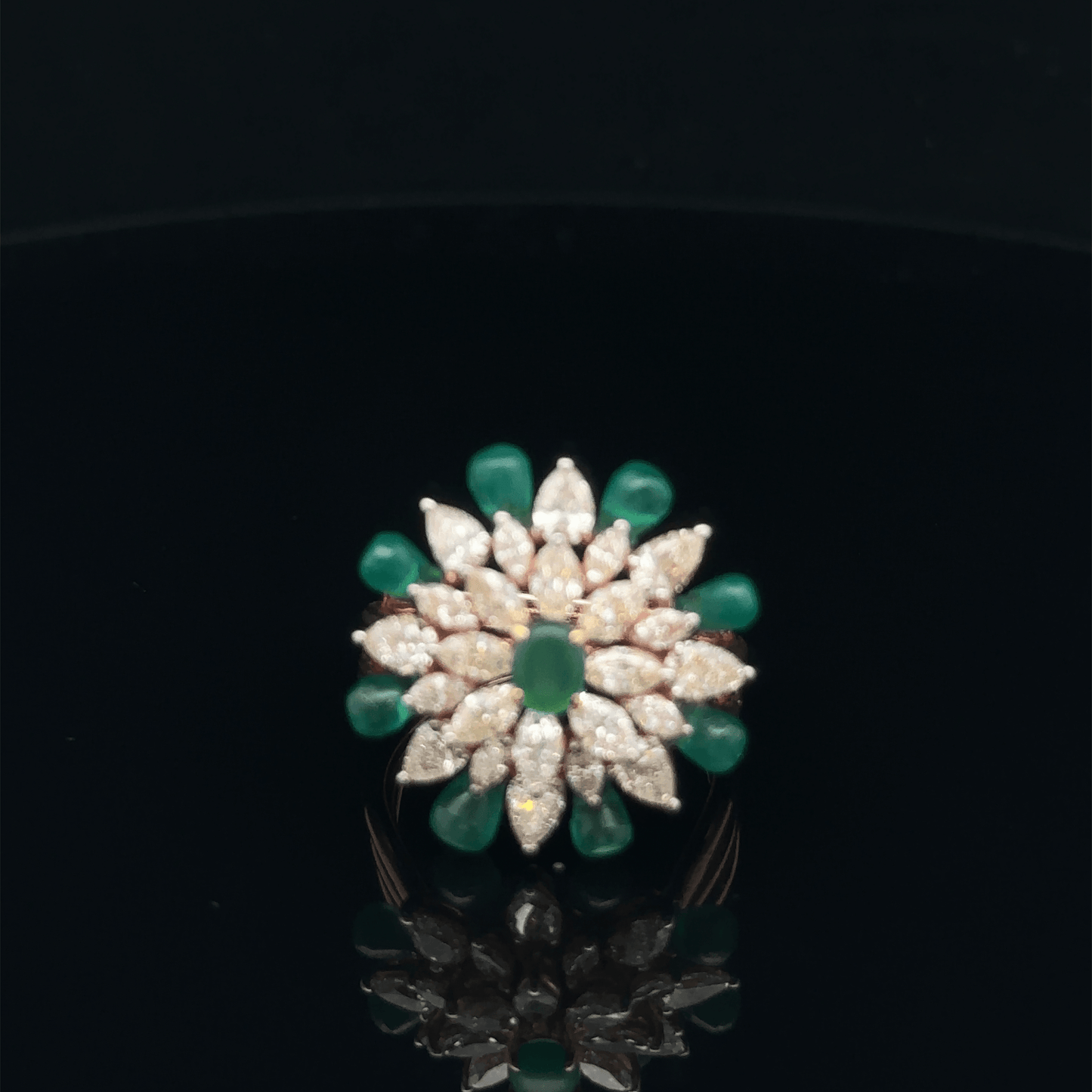 Pear Diamond Floral Ring