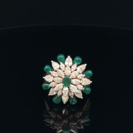 Pear Diamond Floral Ring