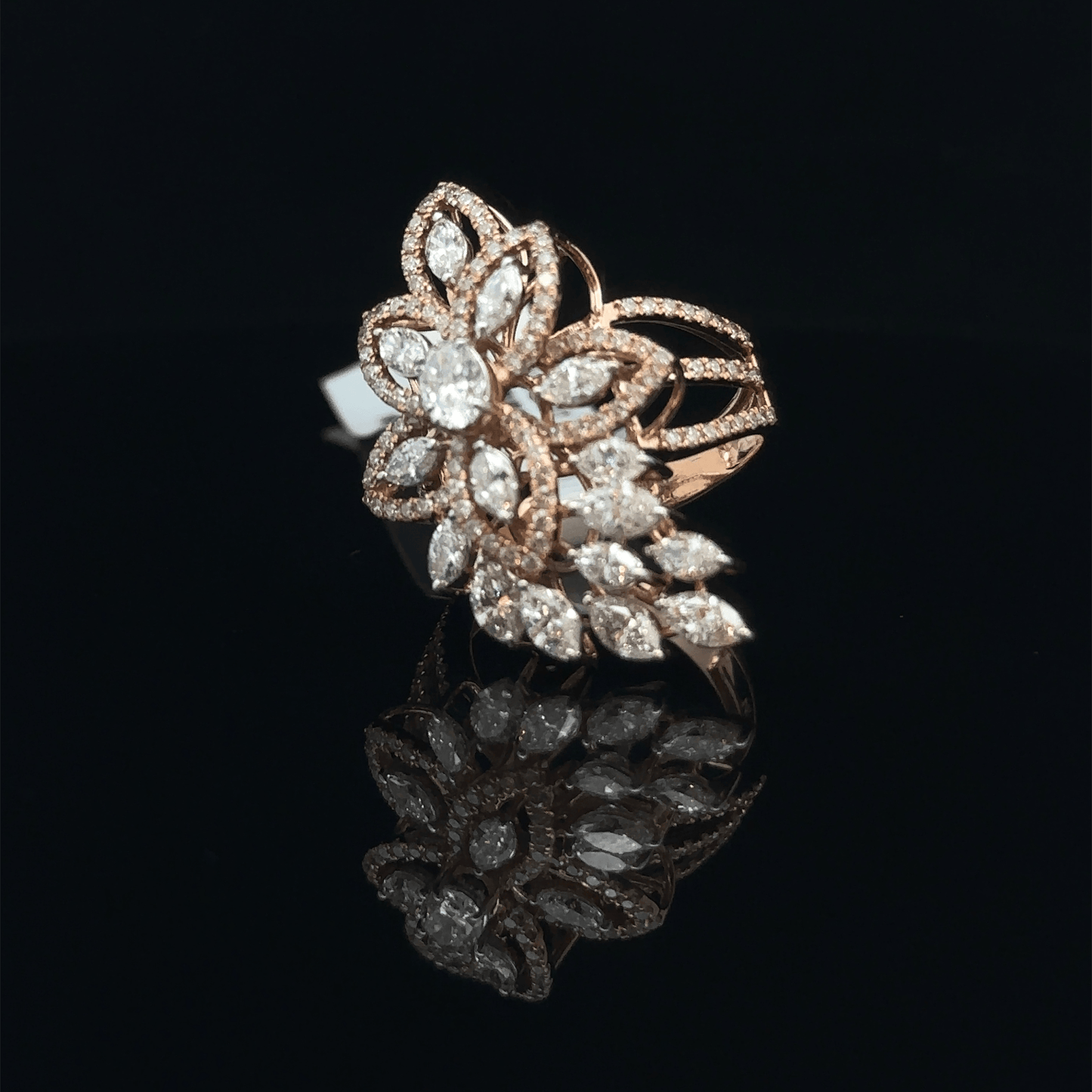 Marquise Diamond Floral Cluster Ring