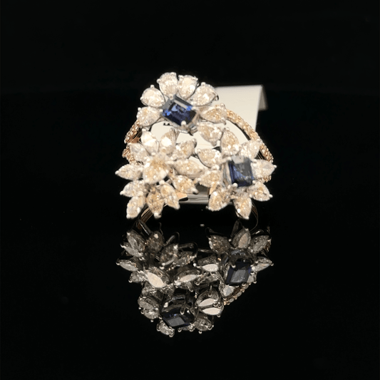 Sapphire Blossom Diamond Floral Ring