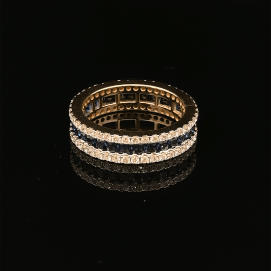 Blue Sapphire Diamond Eternity Band