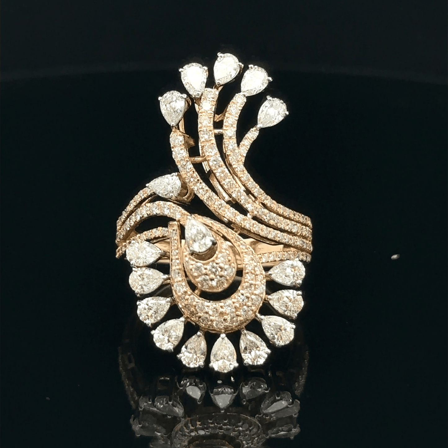 Pear Cut Diamond Peacock Ring