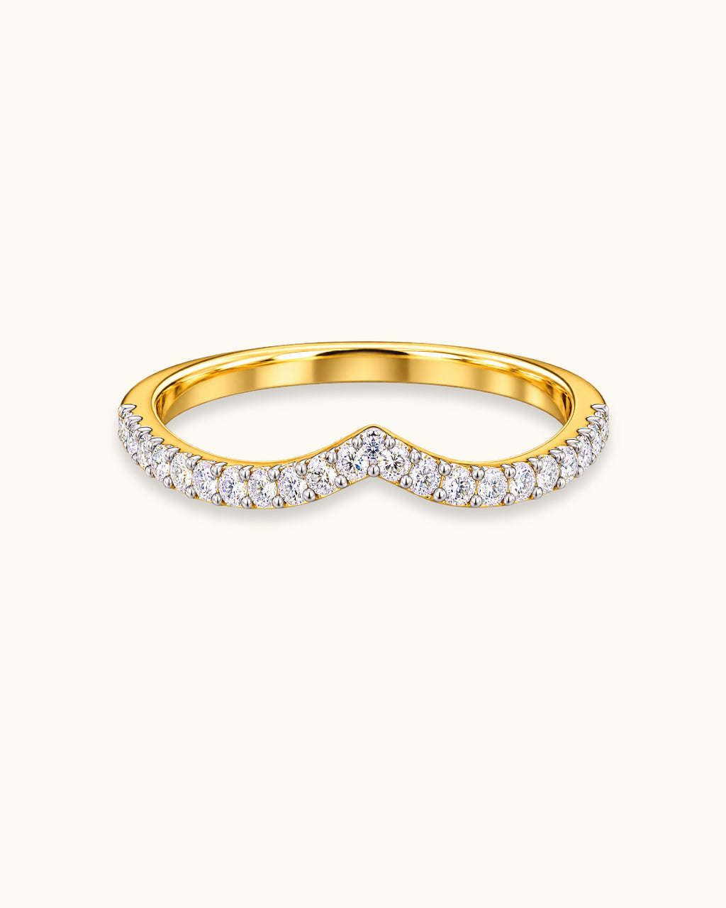 Diamond V-Curve Wishbone Ring