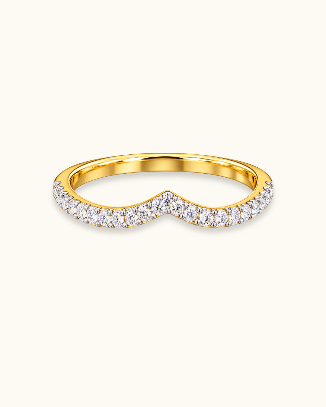 Diamond V-Curve Wishbone Ring