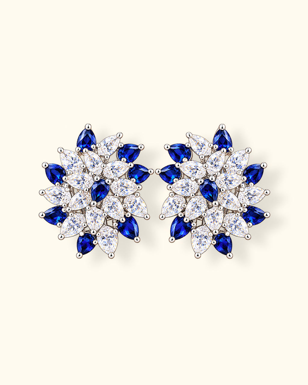 Blue Sapphire Floral Earrings