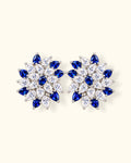 Blue Sapphire Floral Earrings