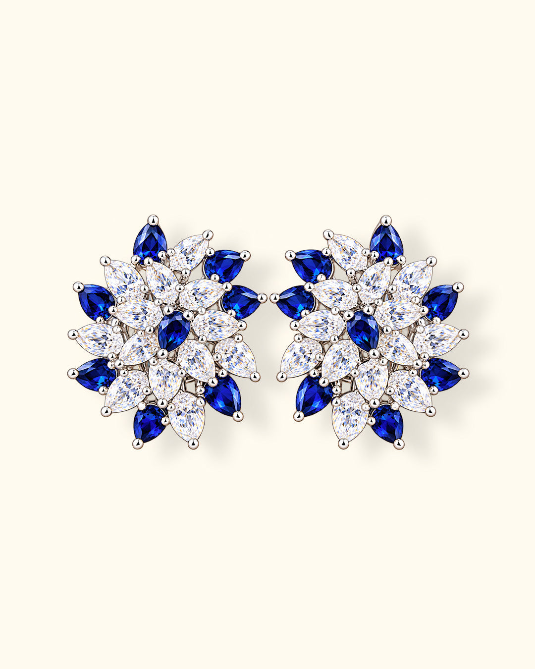 Blue Sapphire Floral Earrings