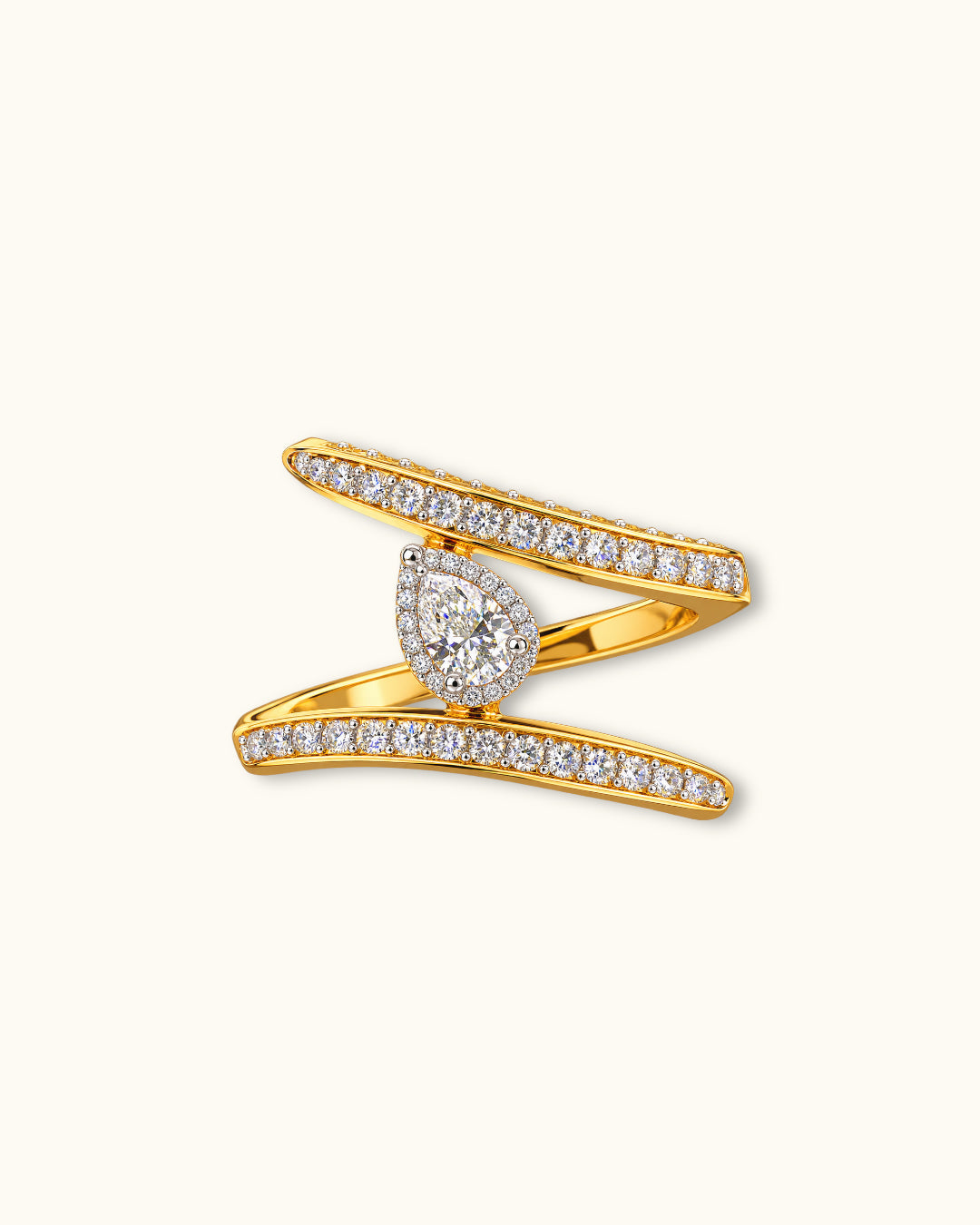 Pear Halo Wrap Diamond Ring