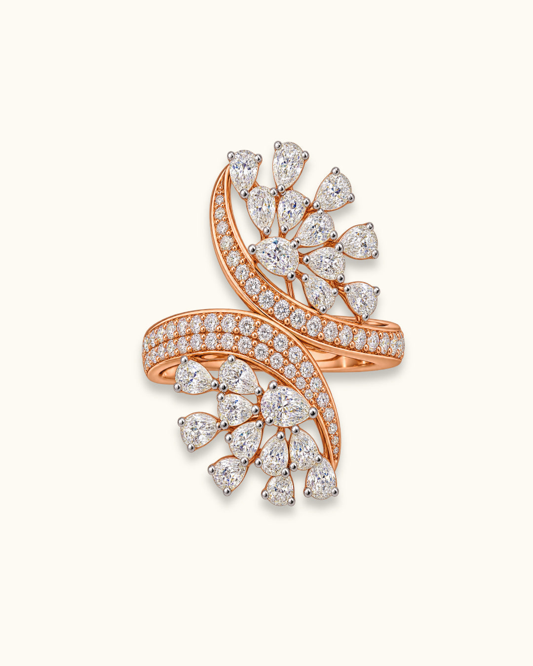 Pear Diamond Swirl Cocktail Ring