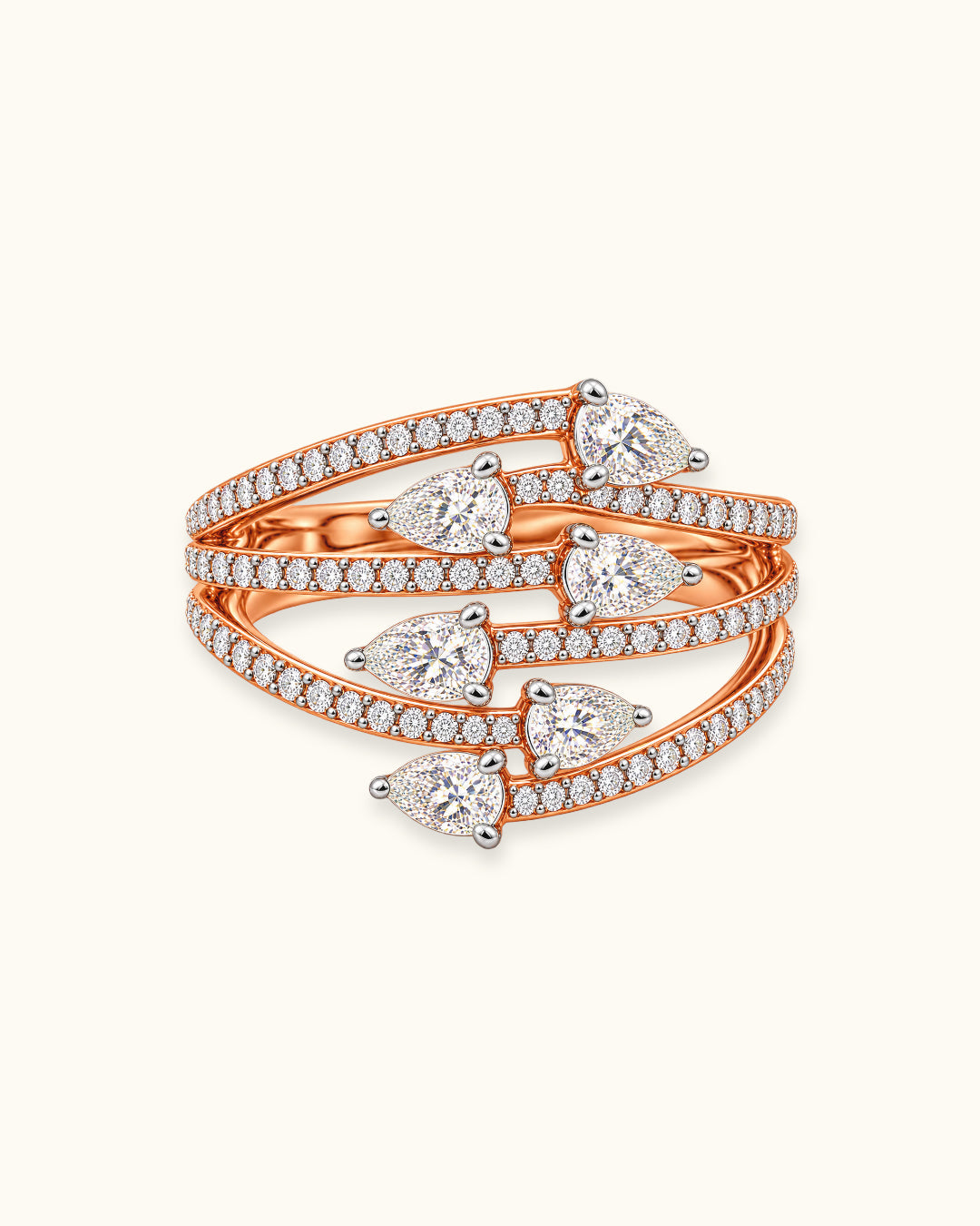 Pear Diamond Cascade Ring