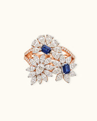 Royal Sapphire Blossom Diamond Ring