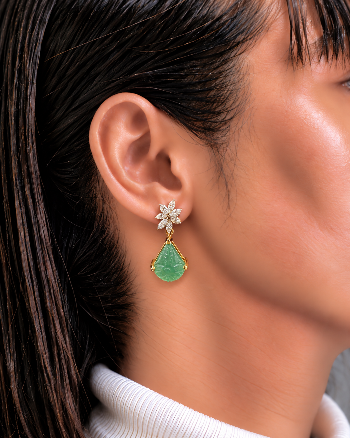 Marquise Diamond Floral Earrings