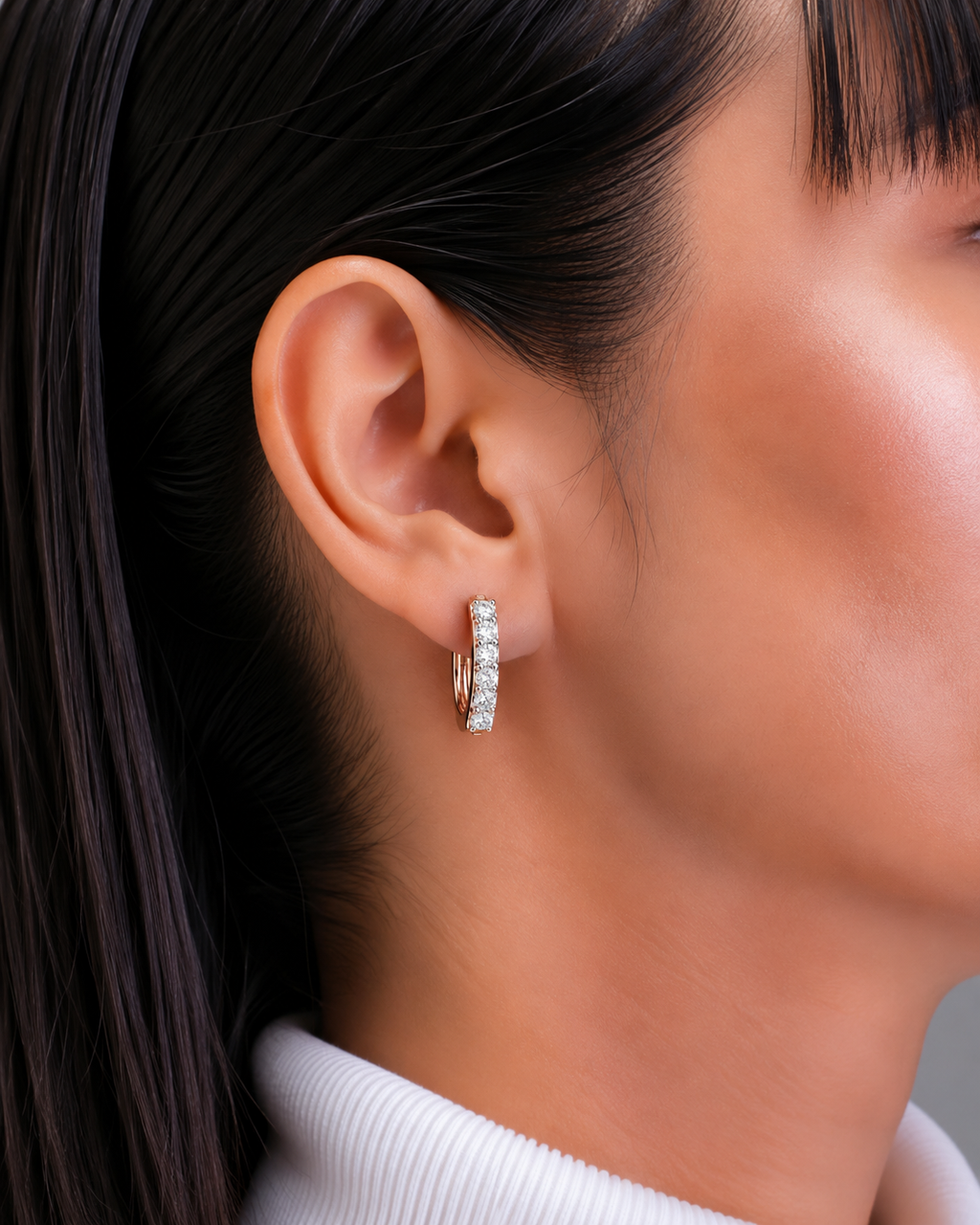 Classic Diamond Hoop Earrings