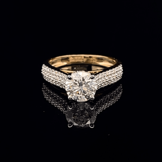 Triple Pavé Band Diamond Engagement Ring