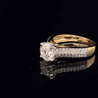 Triple Pavé Band Diamond Engagement Ring