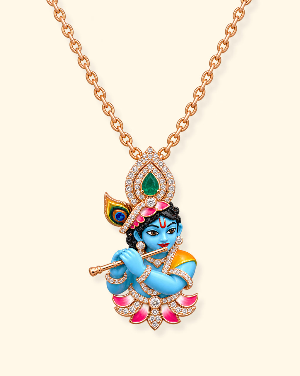 Krishna Flute Diamond Pendant