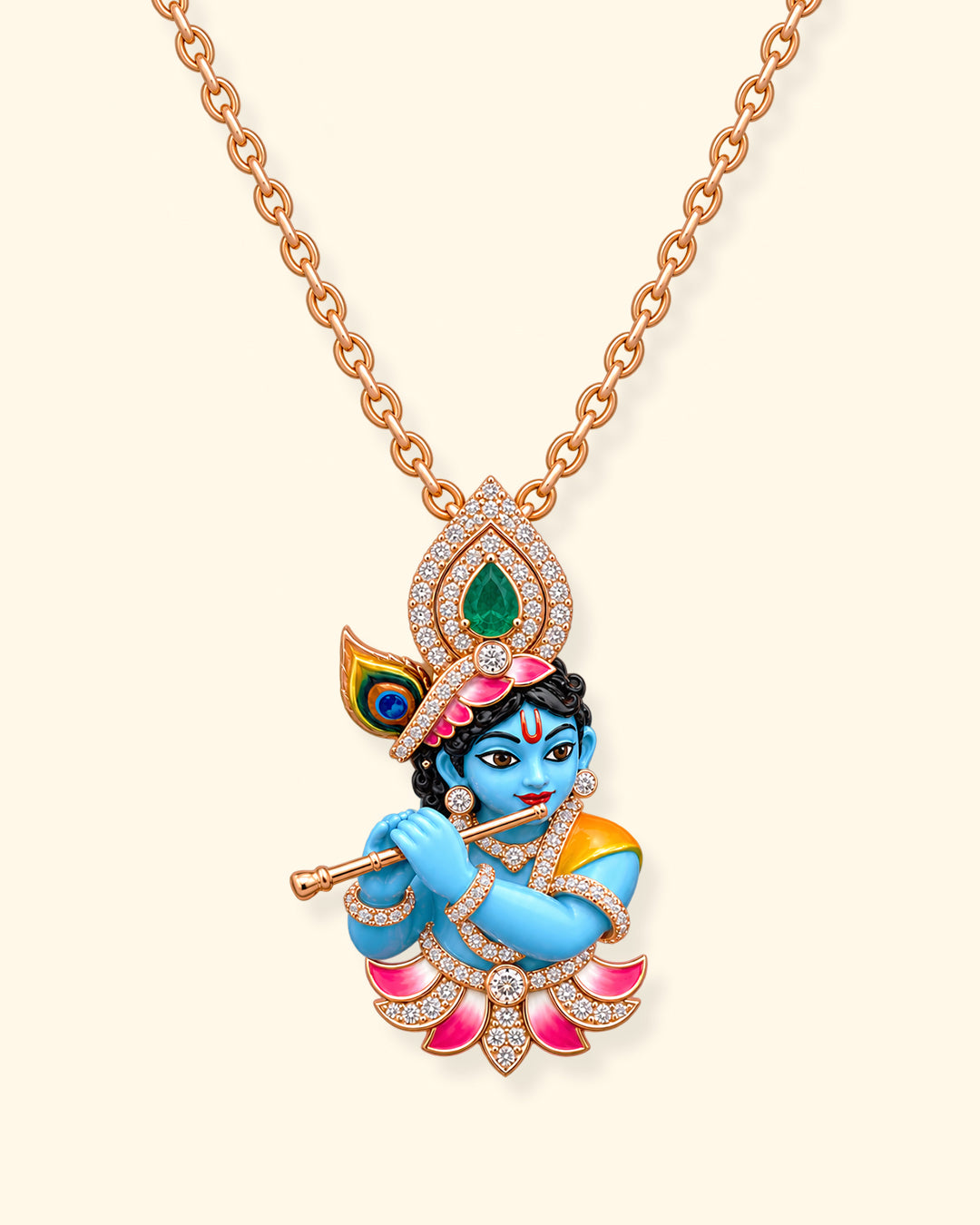 Krishna Flute Diamond Pendant