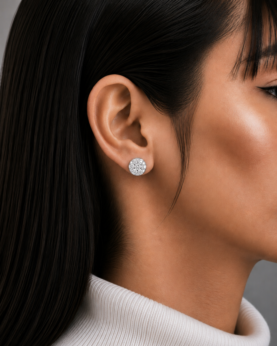 Classic Diamond Cluster Stud Earrings