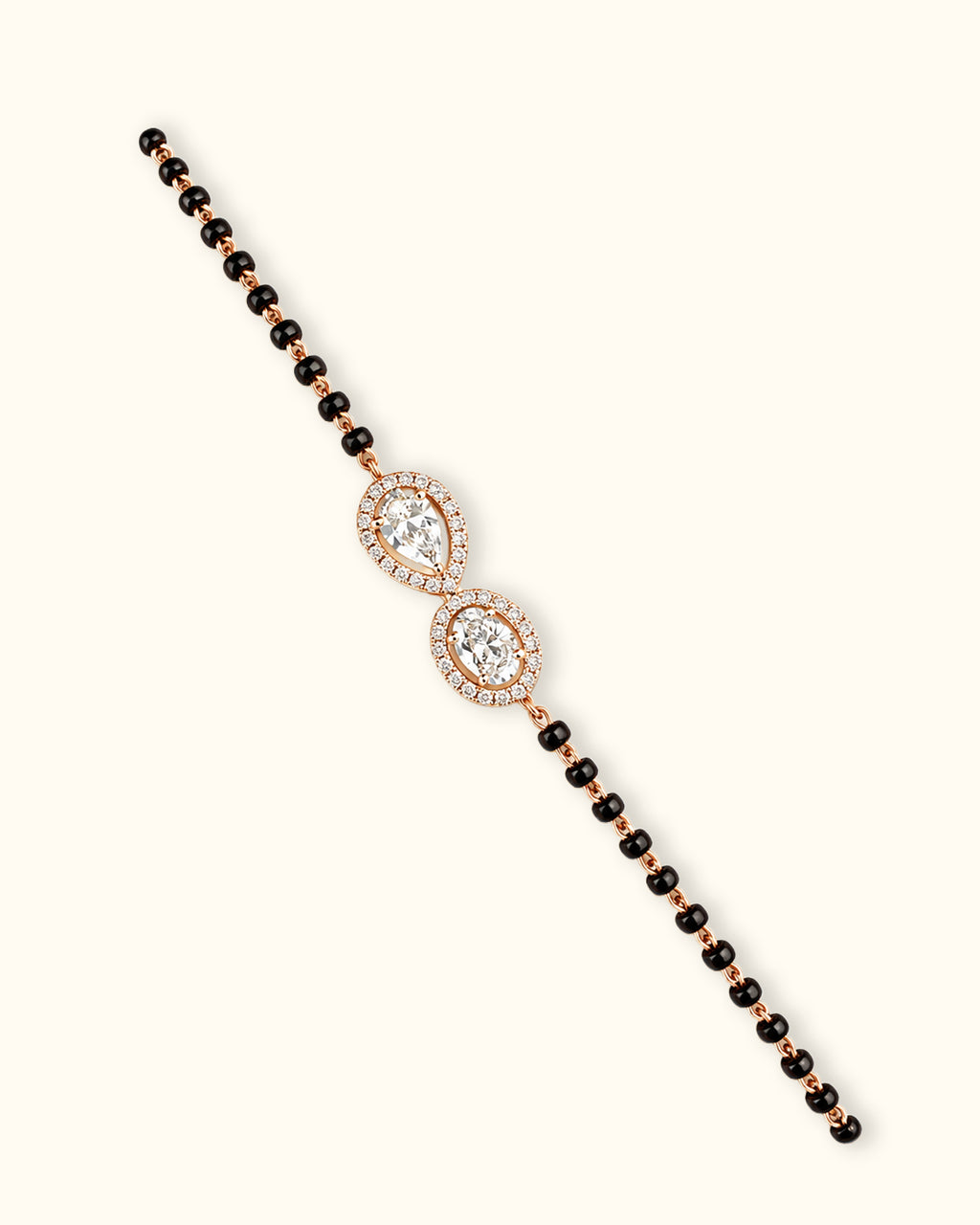 Twin Halo Diamond Mangalsutra Bracelet
