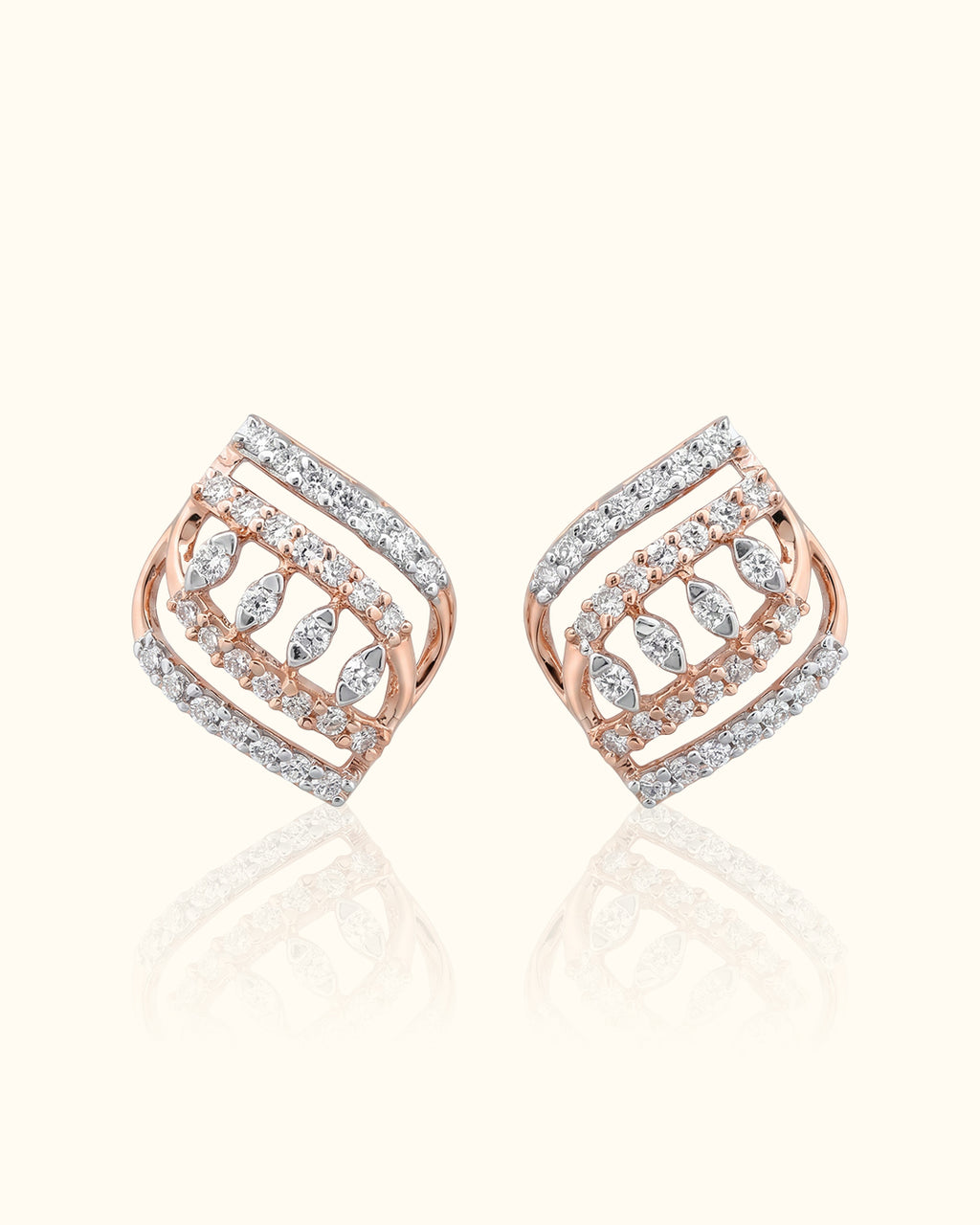 Geometric Diamond Lattice Stud Earrings