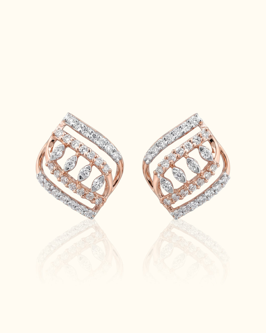 Geometric Diamond Lattice Stud Earrings