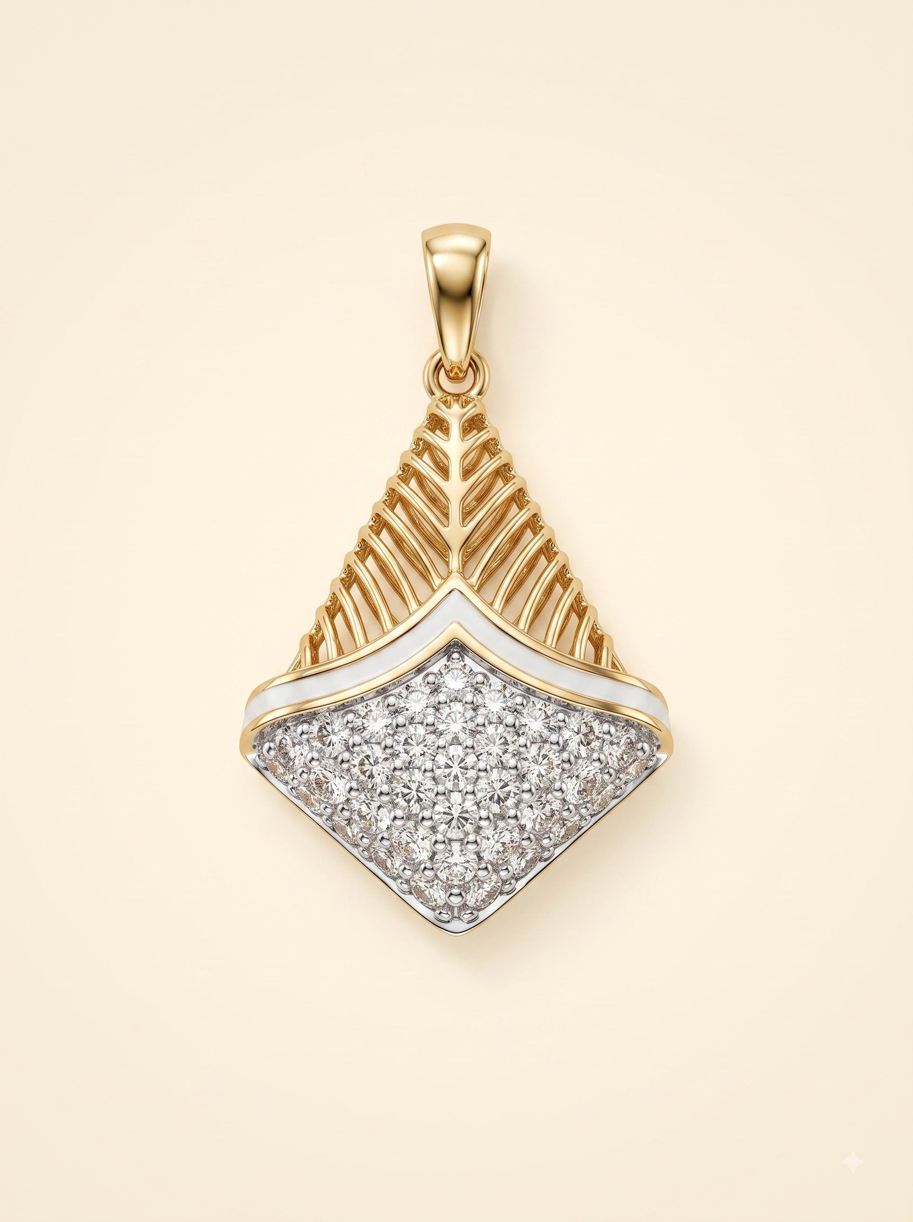 Diamond Veil Leaf Pendant