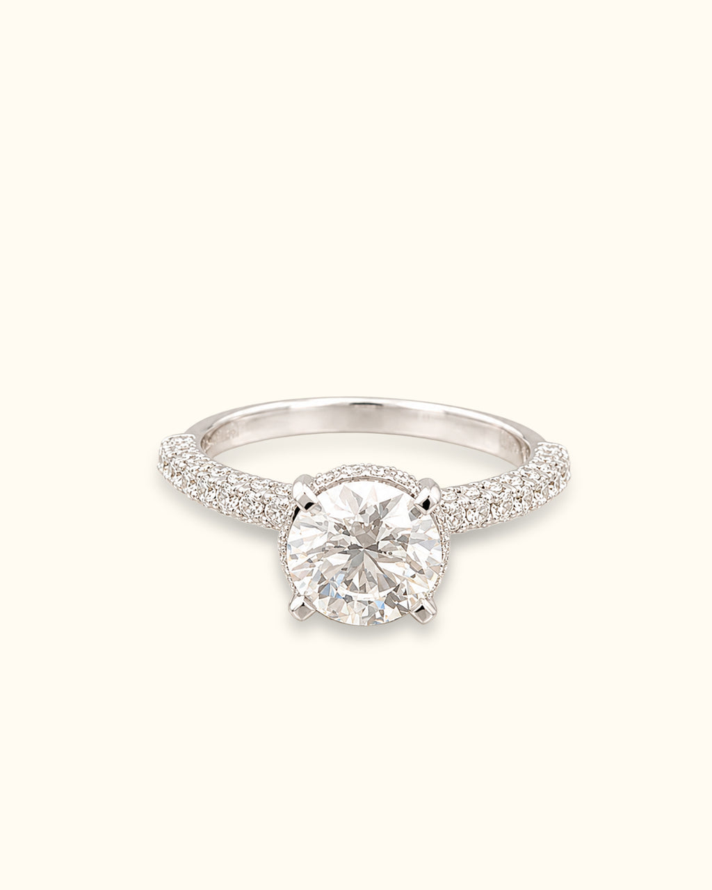 1.5ct Twisted Pavé Solitaire Diamond Ring