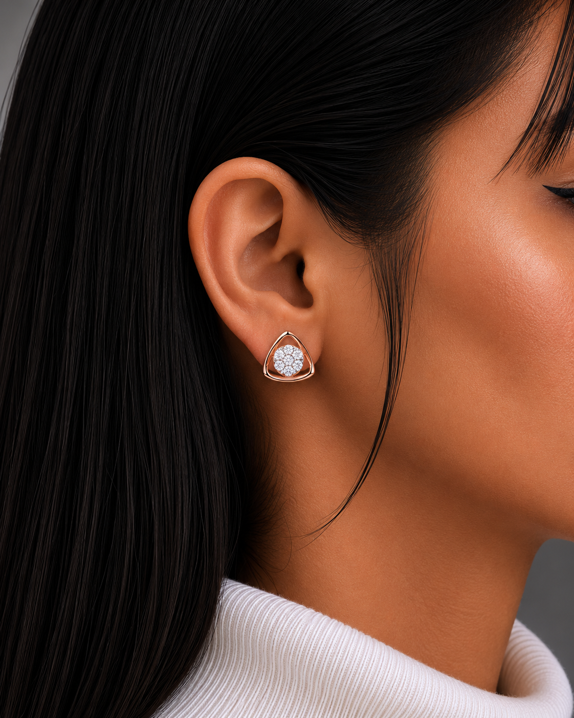 Trinity Diamond Cluster Stud Earrings