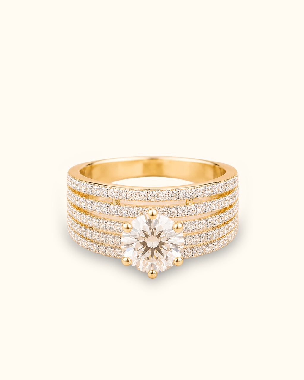 1.75ct  Radiant Harmony Multi-Band Solitaire Ring