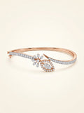 Floral Leaf Diamond Open Bangle