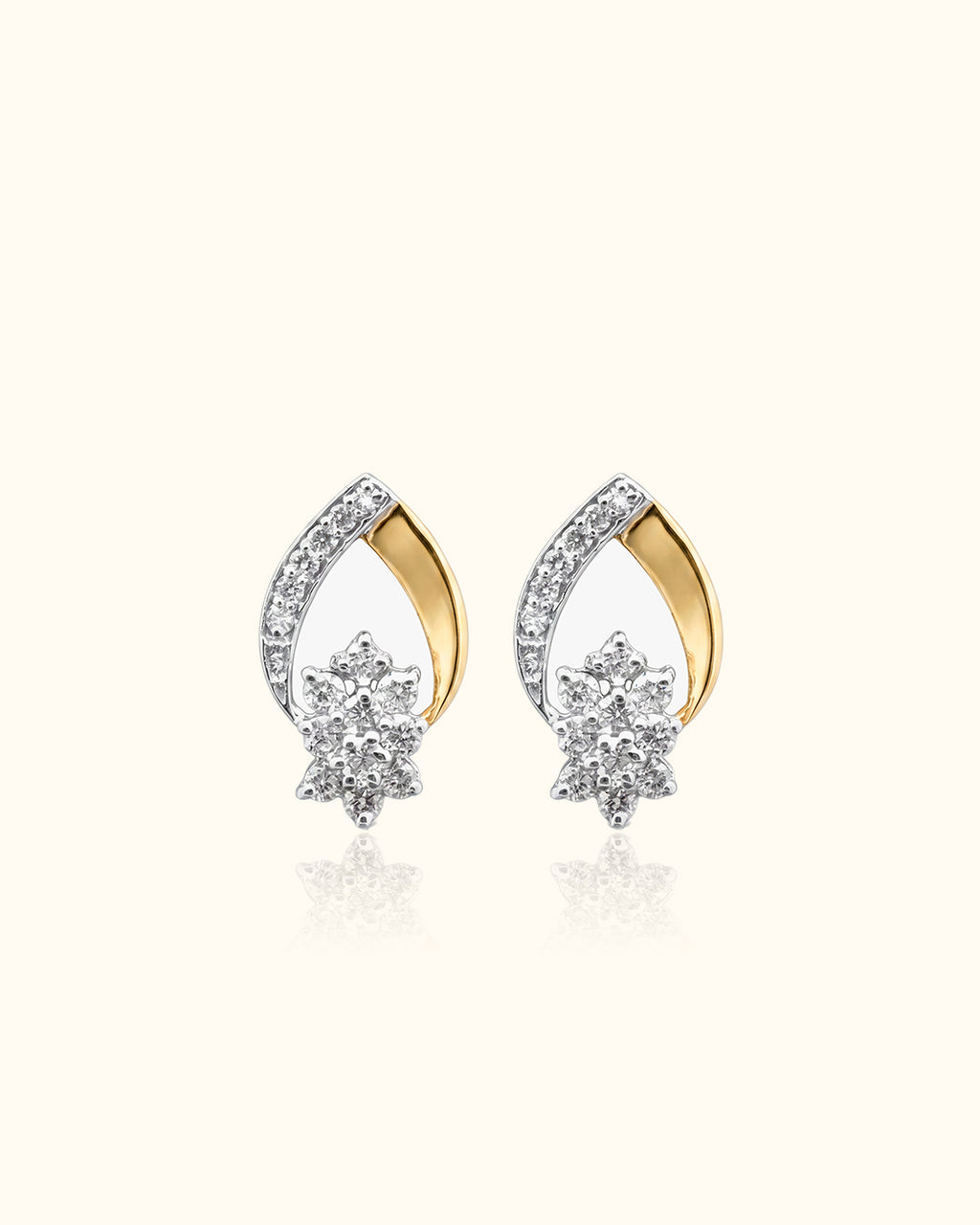 Diamond Floral Teardrop Stud Earrings