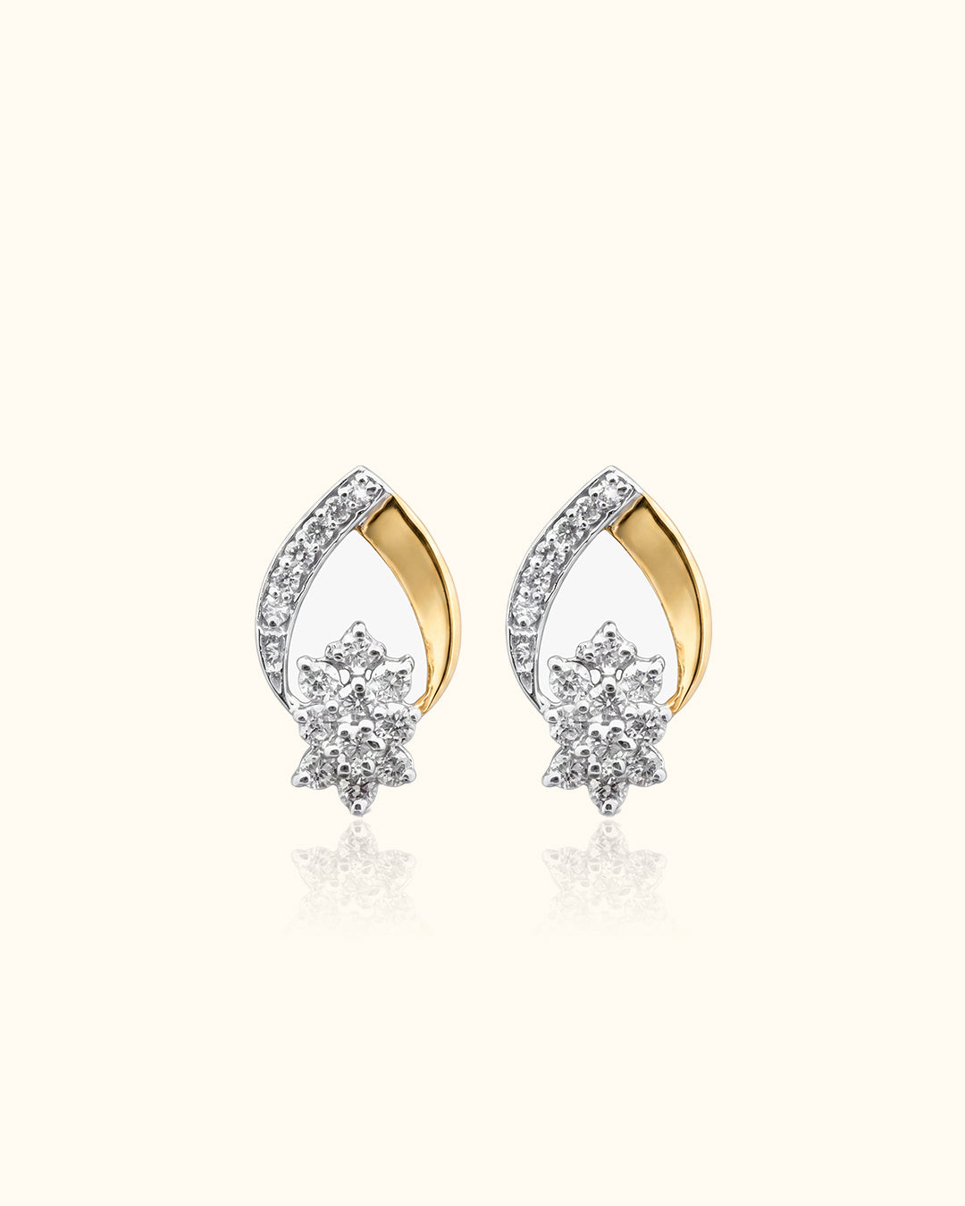 Diamond Floral Teardrop Stud Earrings