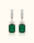 Emerald Green Gemstone & Diamond Drop Earrings