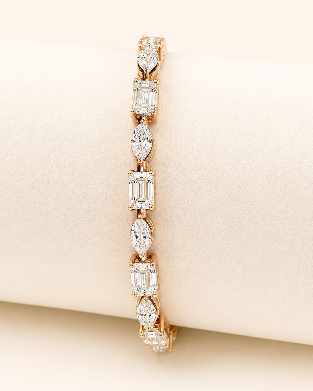 Emerald & Marquise Diamond Tennis Bracelet