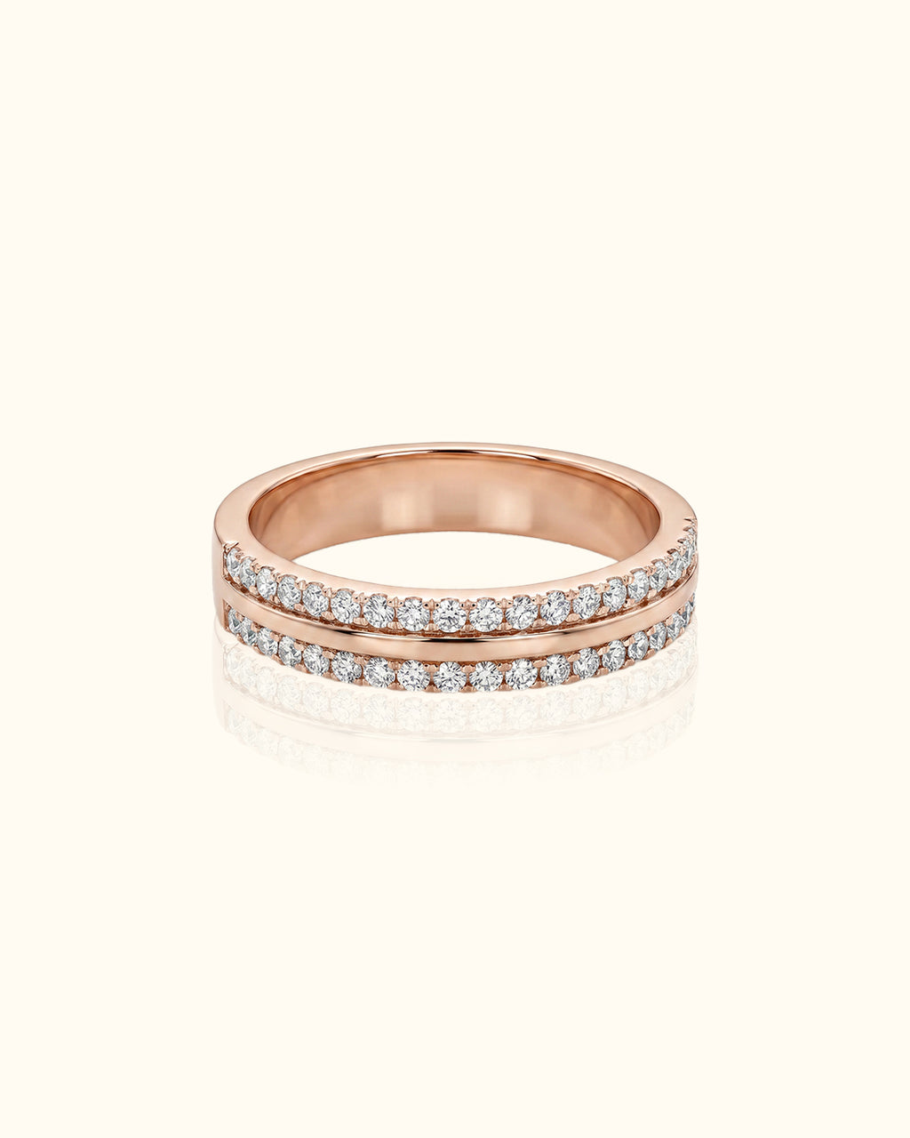 Rose Gold Double Row Diamond Band Ring