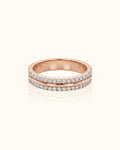Rose Gold Double Row Diamond Band Ring