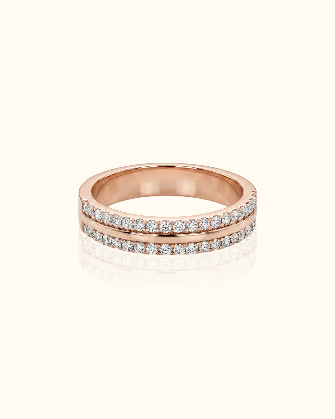 Rose Gold Double Row Diamond Band Ring