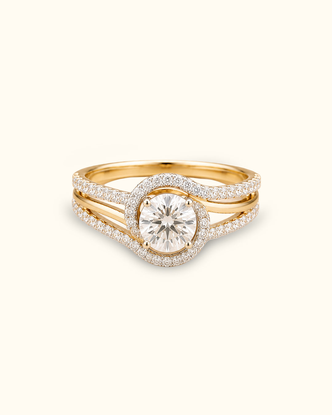 1 ct Twilight Halo Twist Solitaire Ring