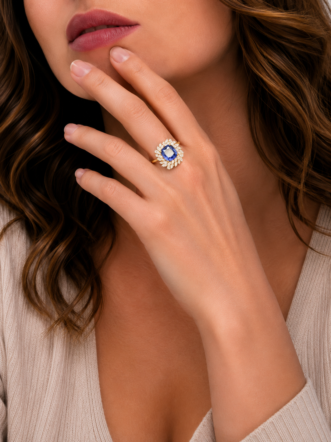 Royal Sapphire Bloom Diamond Ring