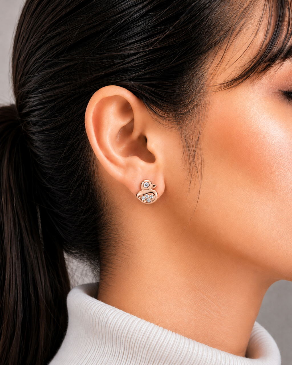 Diamond Duckling Stud Earrings