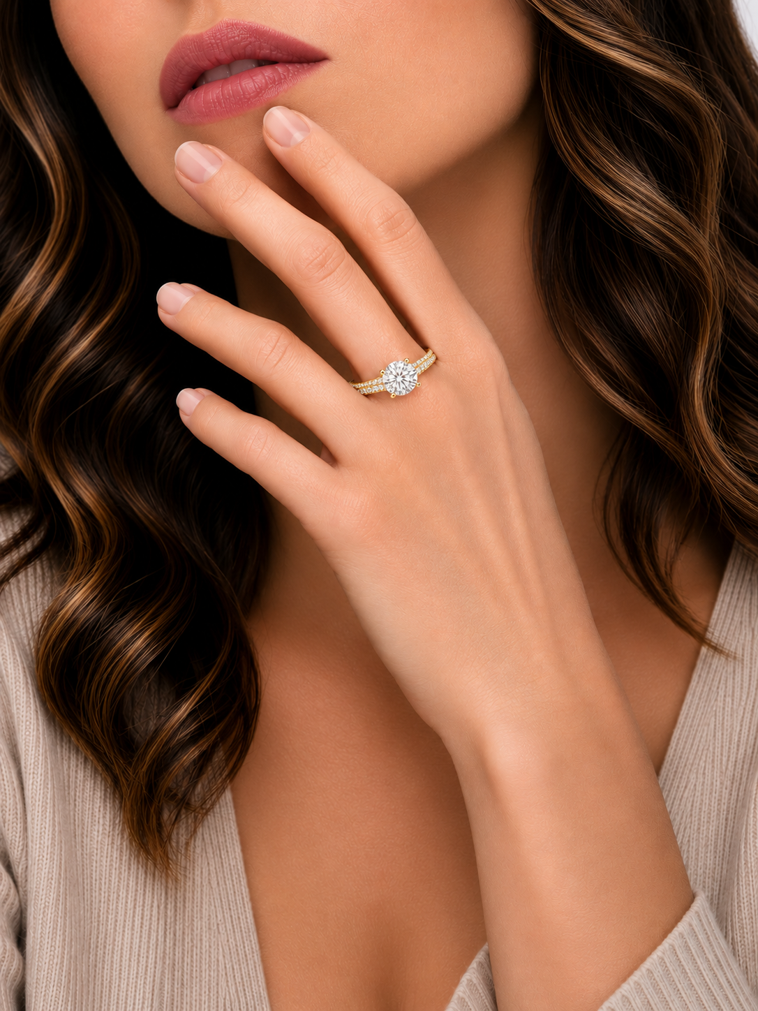 1.5ct Celeste Double Pavé Solitaire Ring