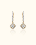 Diamond Halo Dangle Hoop Earrings