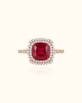 Ruby Halo Diamond Ring in Rose Gold