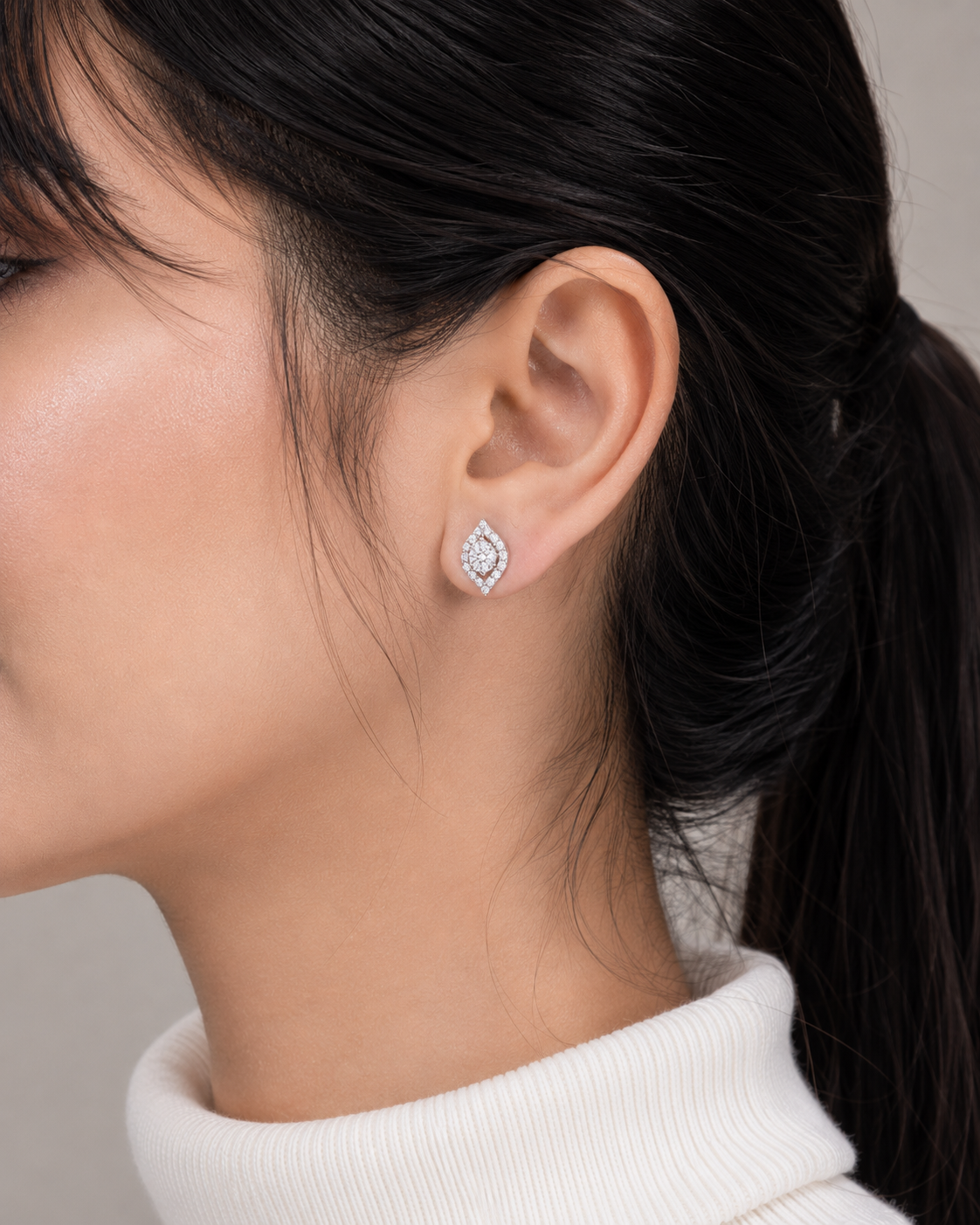 Diamond Leaf Studs